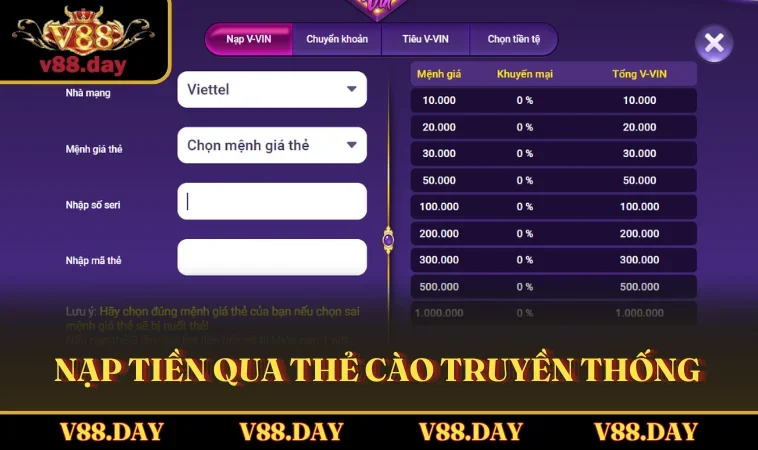 nap tien qua the cao truyen thong Nạp tiền qua thẻ cào truyền thống