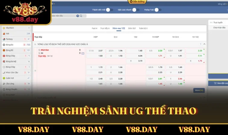 Trải nghiệm sảnh UG Thể Thao